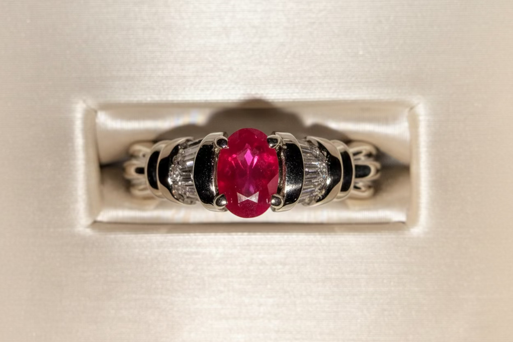 14K Yellow Gold Ruby & Diamond Ring – Classic Birthstone Elegance