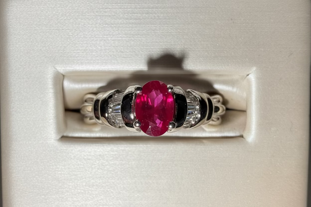 14K Yellow Gold Ruby & Diamond Ring – Classic Birthstone Elegance