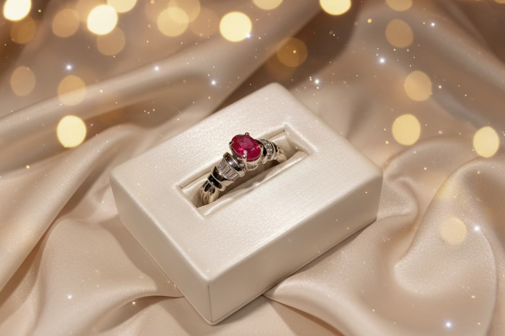 14K Yellow Gold Ruby & Diamond Ring – Classic Birthstone Elegance