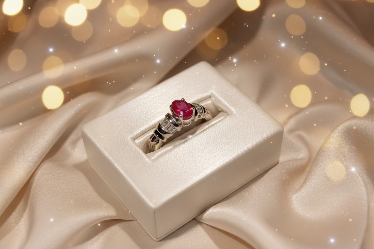 14K Yellow Gold Ruby & Diamond Ring – Classic Birthstone Elegance