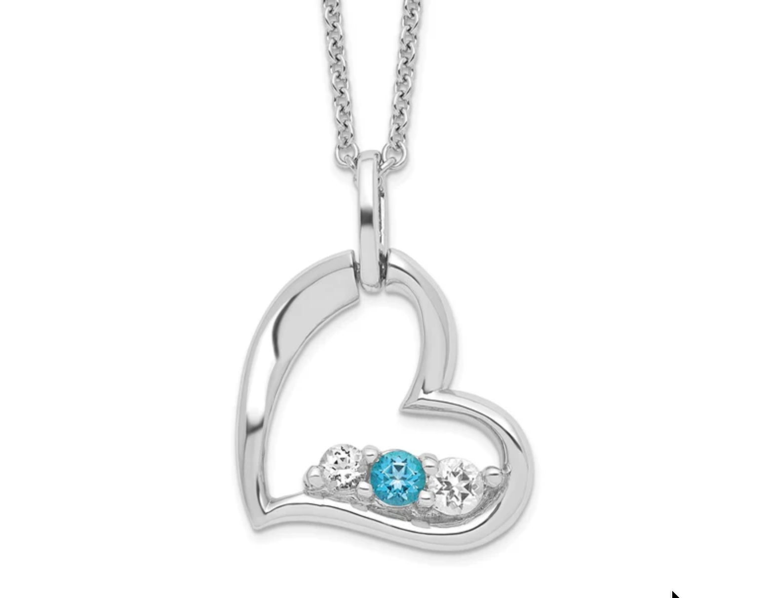 Sterling Silver Survivor Clear & Blue Swarovski Topaz Heart Strength Neckla-WBC-SV218SSB-16