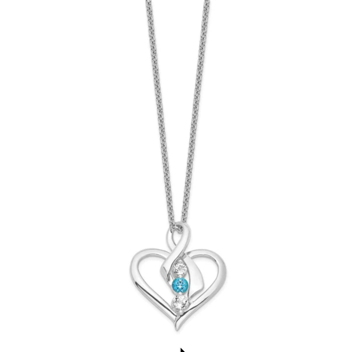 Sterling Silver Survivor Clear & Blue Swarovski Topaz Heather Necklace-WBC-SV231SSB-16