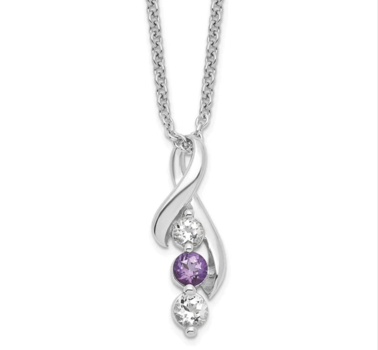 Sterling Silver Survivor Clear & Purple Swarovski Topaz Jen w/ext Necklace-WBC-SV238SSPU-16