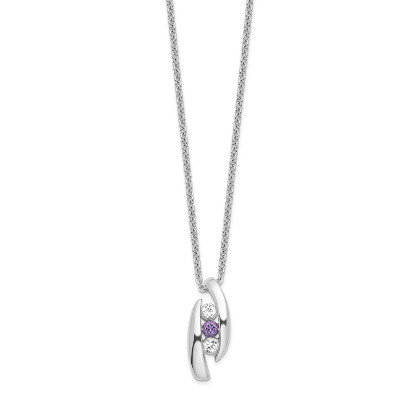 STERLING SILVER SURVIVOR CLEAR & PURPLE SWAROVSKI TOPAZ PILLAR OF STRENGTH