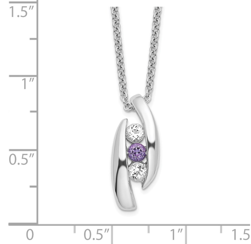 STERLING SILVER SURVIVOR CLEAR & PURPLE SWAROVSKI TOPAZ PILLAR OF STRENGTH