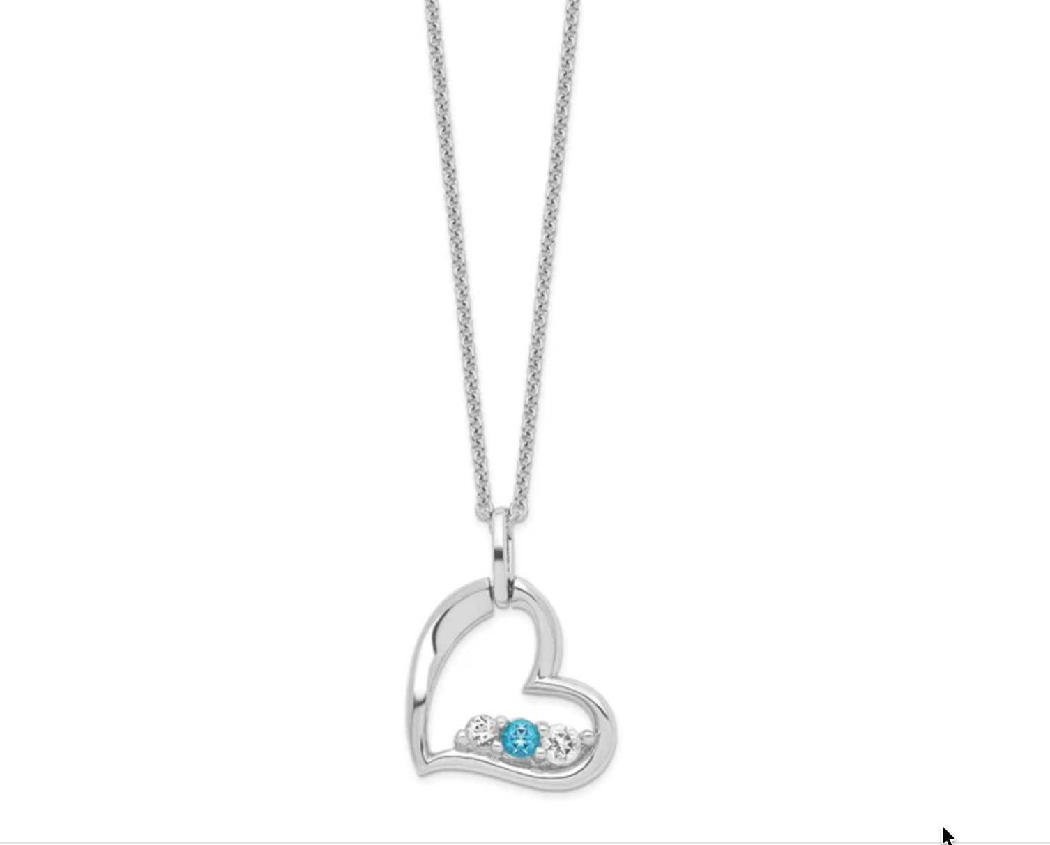 Sterling Silver Survivor Clear & Blue Swarovski Topaz Heart Strength Neckla-WBC-SV218SSB-16