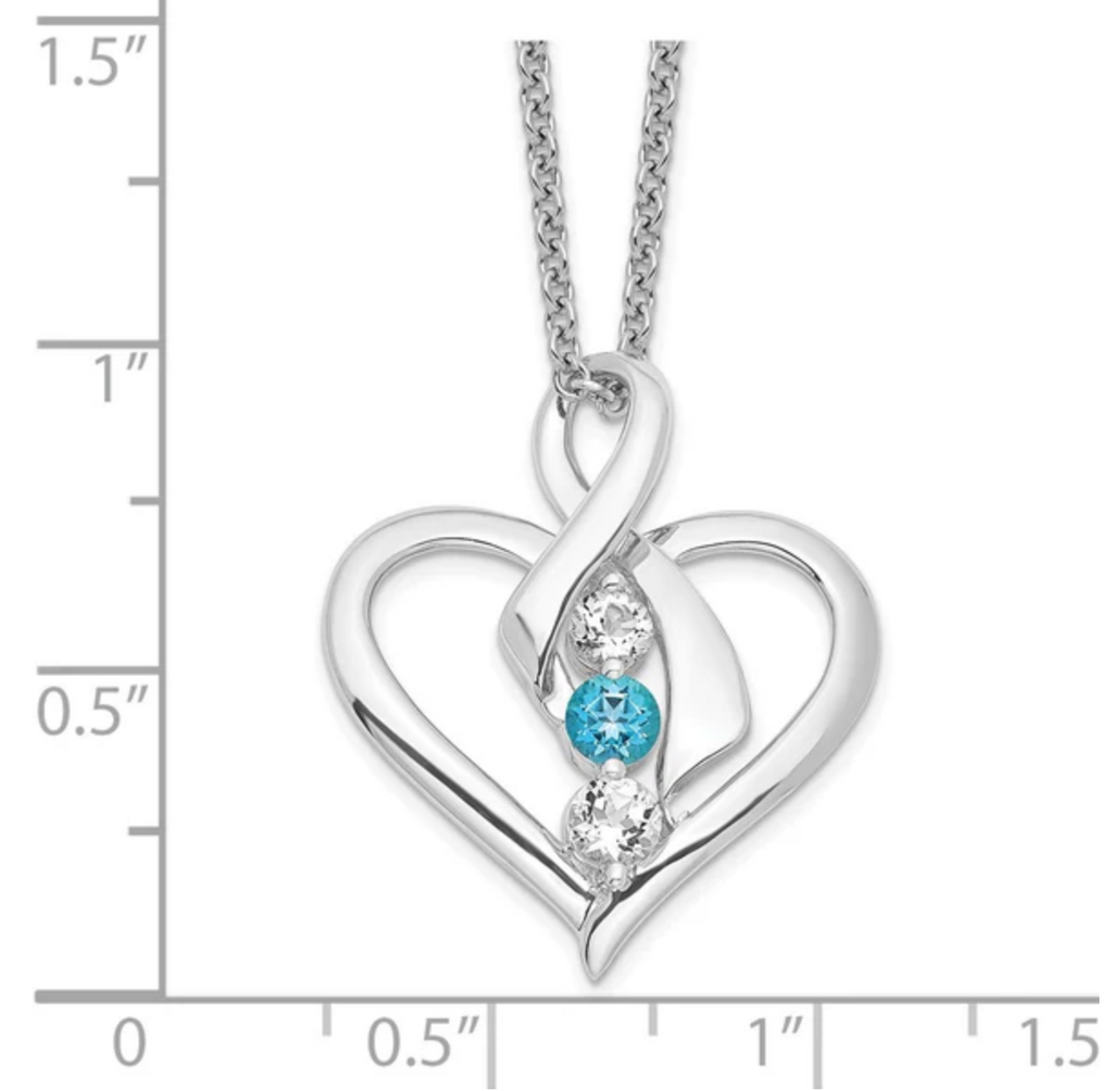 Sterling Silver Survivor Clear & Blue Swarovski Topaz Heather Necklace-WBC-SV231SSB-16