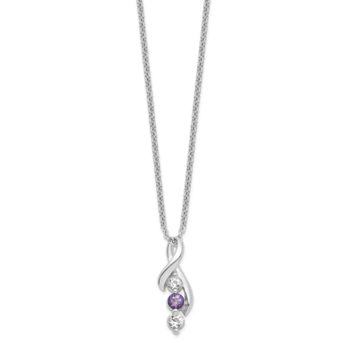 Sterling Silver Survivor Clear & Purple Swarovski Topaz Jen w/ext Necklace-WBC-SV238SSPU-16
