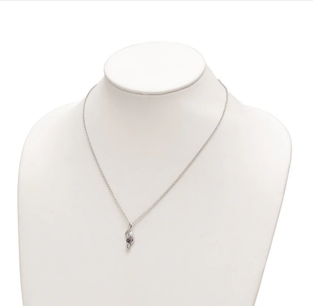 Sterling Silver Survivor Clear & Purple Swarovski Topaz Jen w/ext Necklace-WBC-SV238SSPU-16