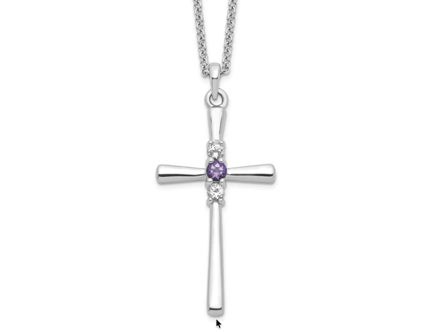 Sterling Silver Survivor Clear & Purple Swarovski Topaz Faith Cross Necklac-WBC-SV213SSPU-16